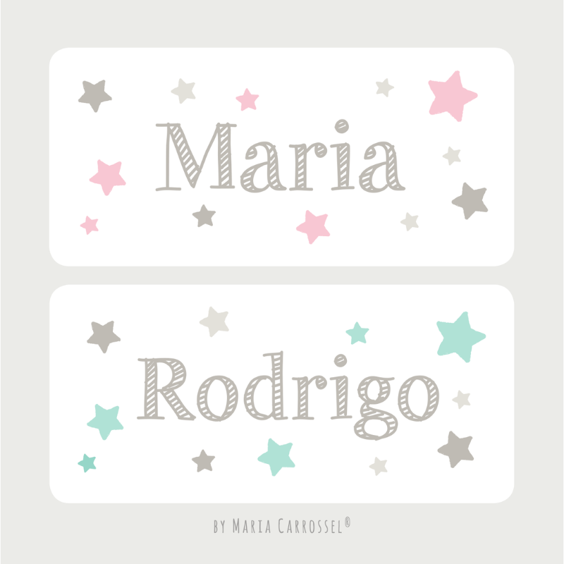 Placa com nome e estrelas personalizável da Maria Carrossel