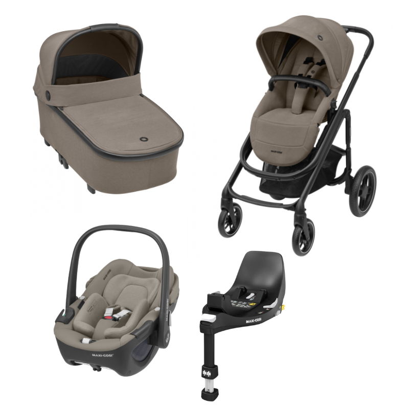 Plaza Plus Luxe, Pebble 360º Luxe e Familyfix 360º Twillic Truffle da Maxi Cosi 1
