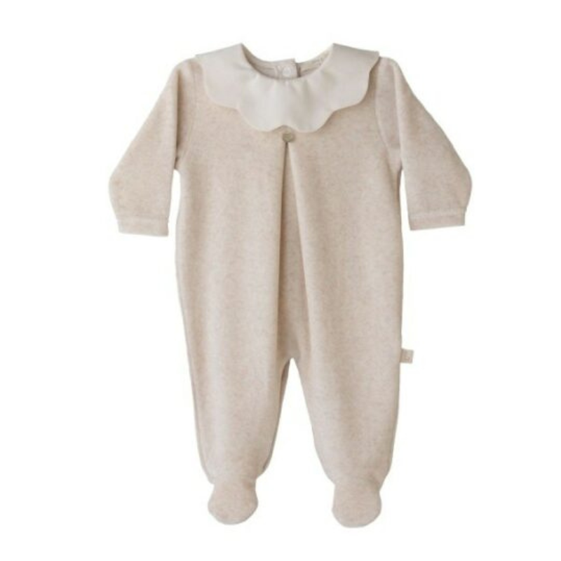 Babygrow de algodãoBege e piquet da Baby Gi