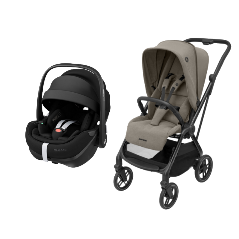 Leona Luxe e Pebble 360º Pro Twillic Truffle/Essential Black da Maxi Cosi