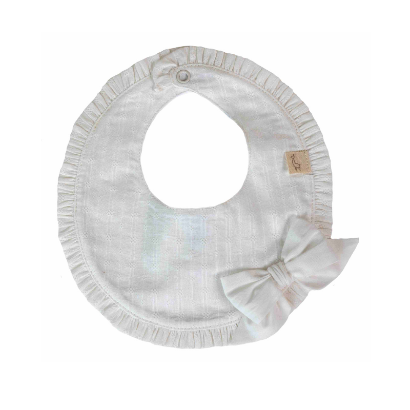 Babete de Tecido com Folho e Laço Pure Branco da Baby Gi 1