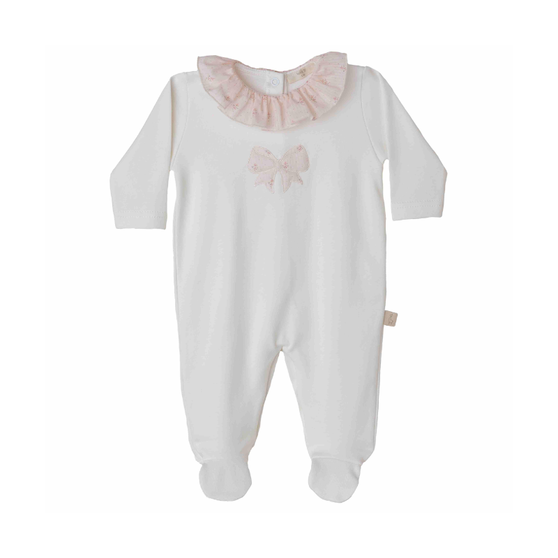 Babygrow de algodão pérola com laço do tema Flora da Baby Gi