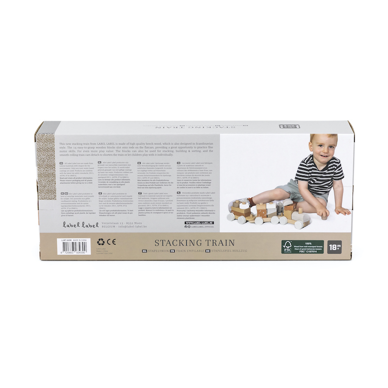 Comboio de madeira com blocos empilháveis Nougat da Label Label 6