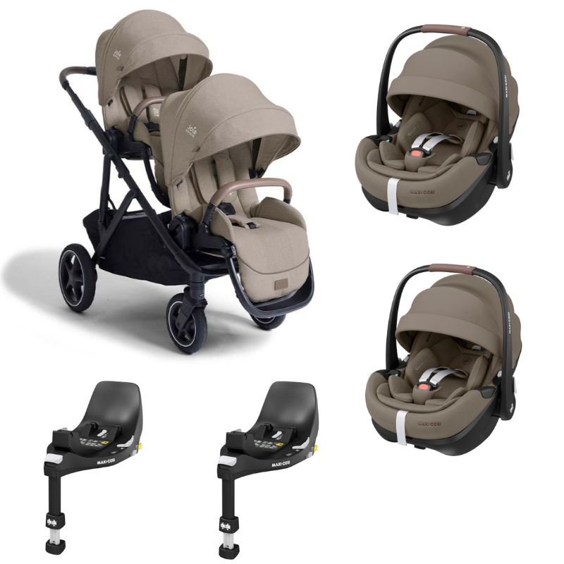 Carrinho Duplo Versiti da Joie Pebble 360º pro 2 e base Familyfiz 360º