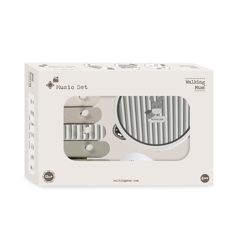 Conjunto de Instrumentos Musicais de Madeira Botton Verde da Walking Mum 8