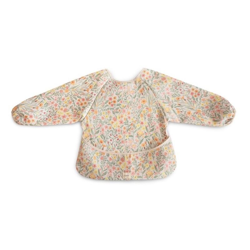 Babete impermeável com mangas pastel bloom da Mushie 1