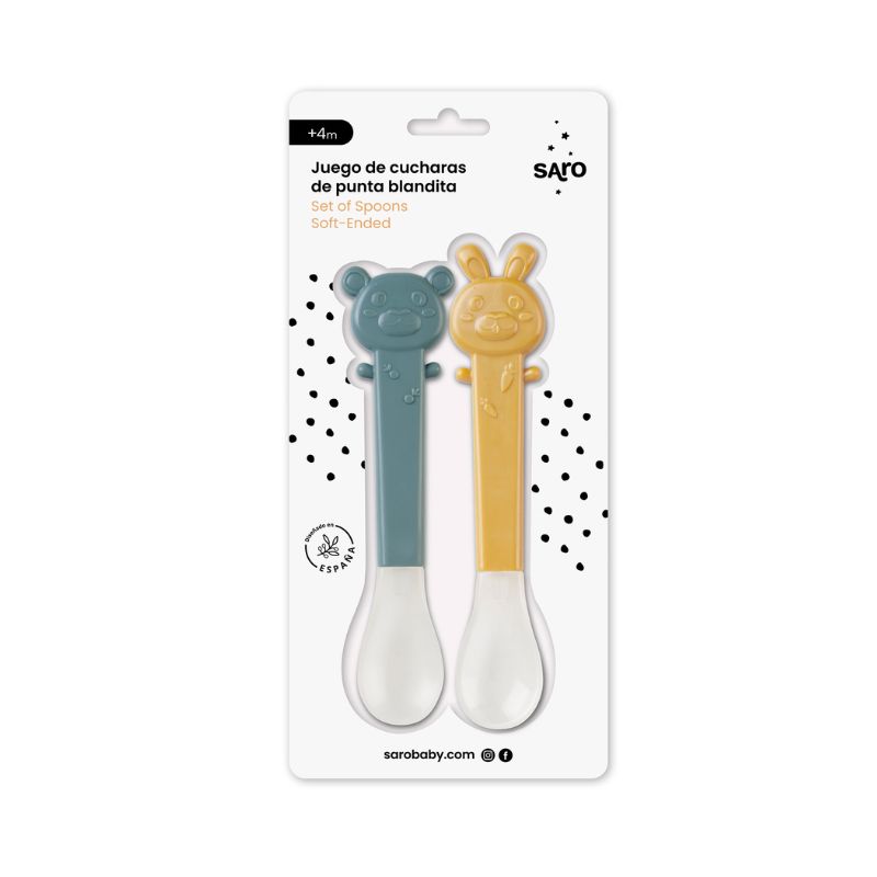 2 colheres de ponta macia Verde amarelo da Saro 2 2 colheres de ponta macia Verde amarelo da Saro 2