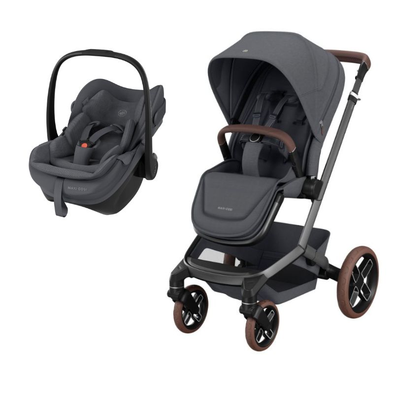 Conjunto de carrinho Fame e cadeira auto Pebble Slide Pro Moon Graphite da Maxi Cosi 1