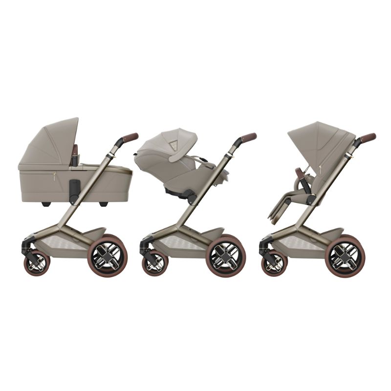 Carrinho Fame , Alcofa Fame, Pebble Slide Pro Saphire Sand e FamilyFix Slide Pro da Maxi  Cosi 3
