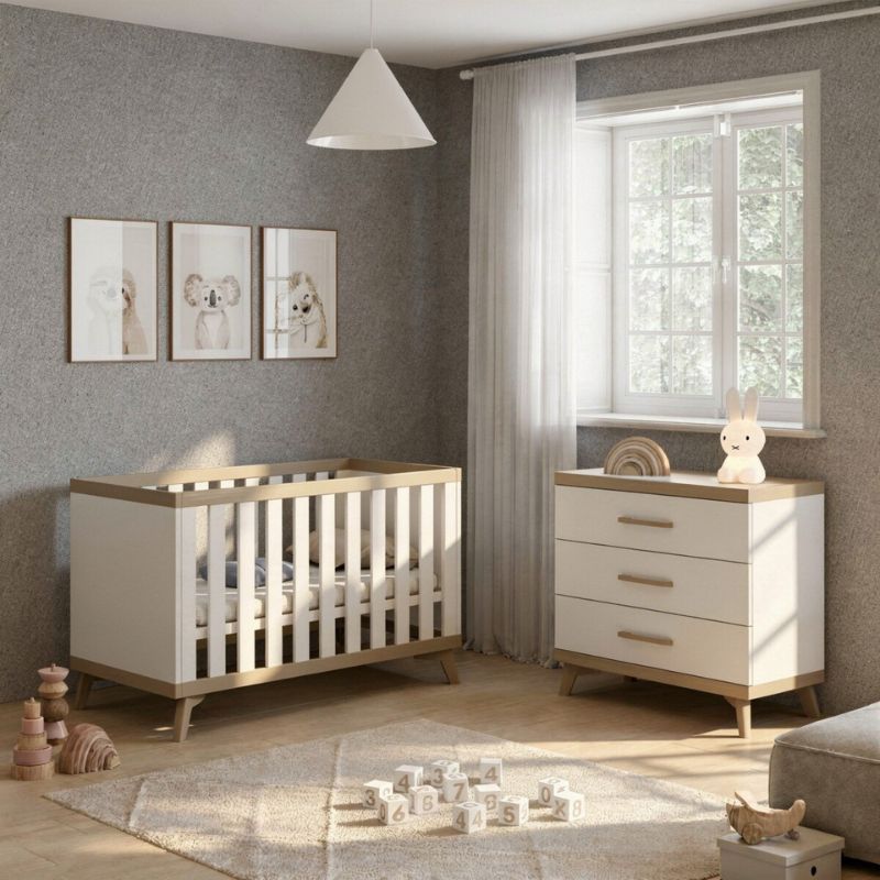 Cama Capri 120x60cm branco/natural da I-Kid 2