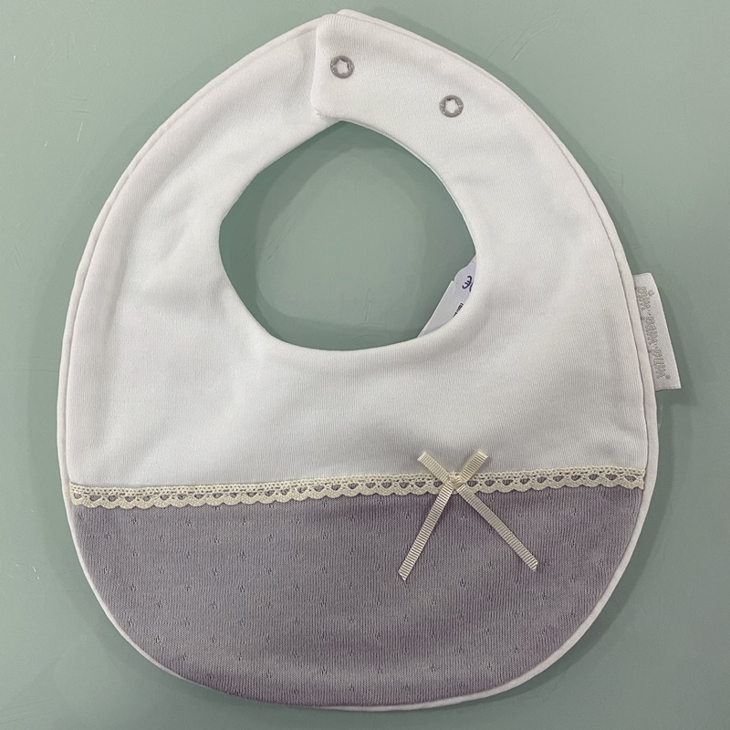 Babete para bebe de malha Mimo da pim Pam Pum Cinza