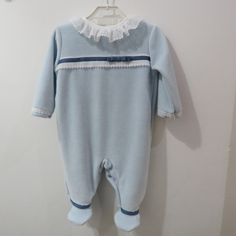 Babygrow  de algodão laminado Romantic1 da Pim Pam Pum Azul 1