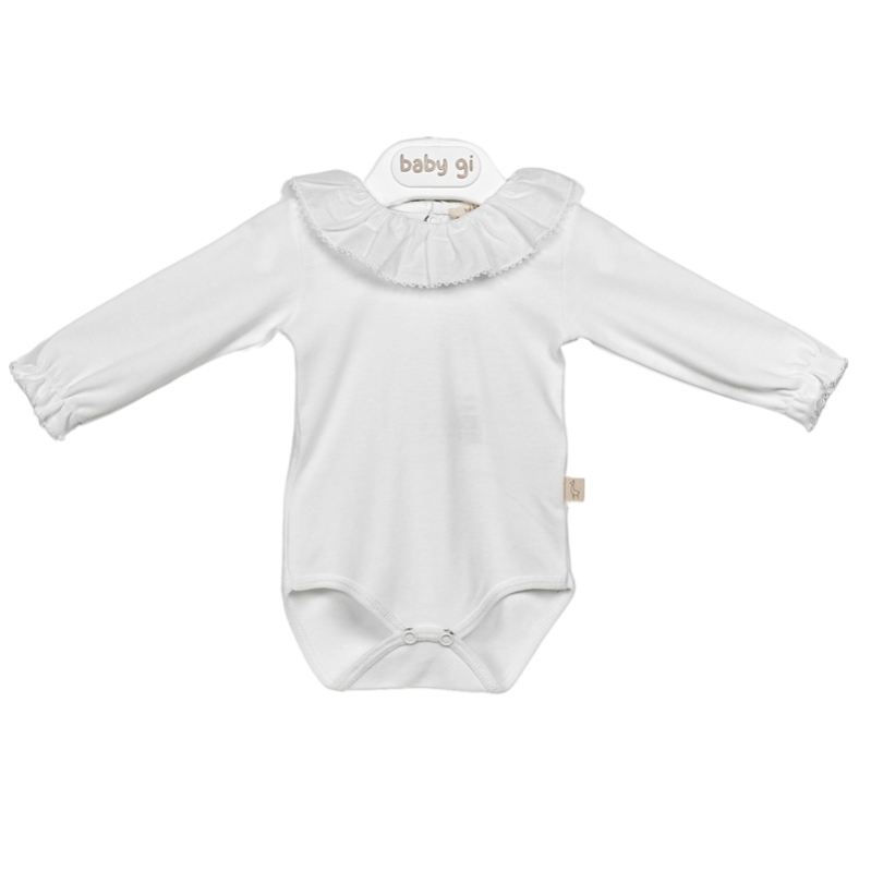 Body de algodão branco com picueta branca da Baby Gi