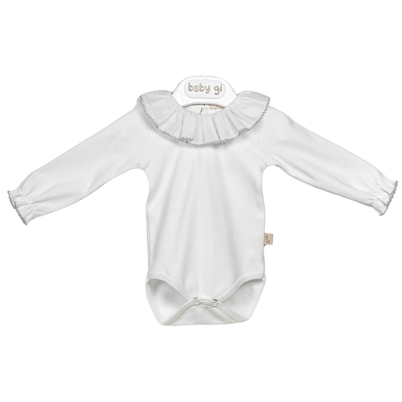 Body de algodão branco com picueta Cinza da Baby Gi 1