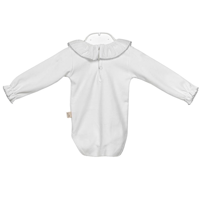 Body de algodão branco com picueta Cinza da Baby Gi 2