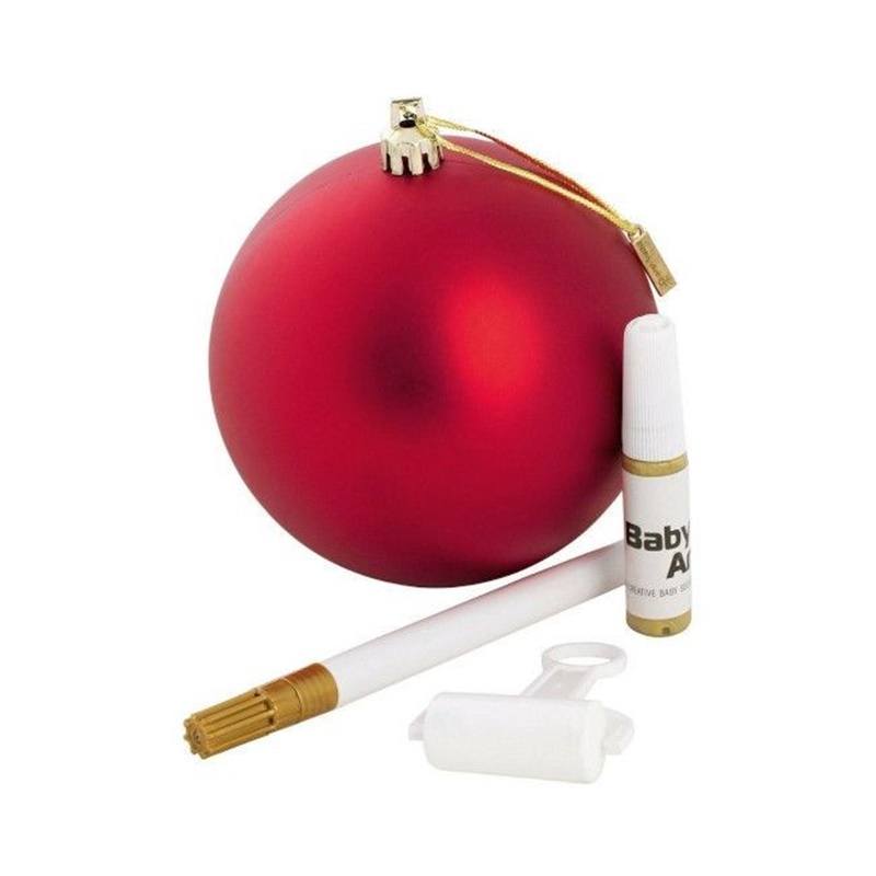 Bola de Natal vermelha personalizável da Baby Art