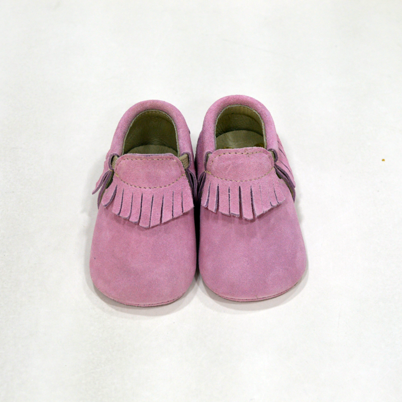 Mocassins Franjas para bebé rosa