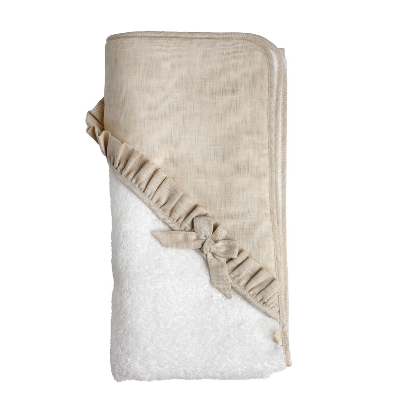 Toalha de banho bege do tema Linen da Baby Gi 1