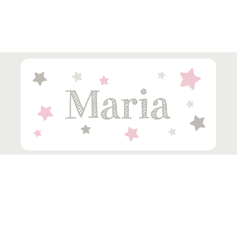 Placa com nome e estrelas personalizável rosa da Maria Carrossel 1