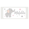 Placa personalizável com nome e elefante branco rosa da Maria Carrossel 1