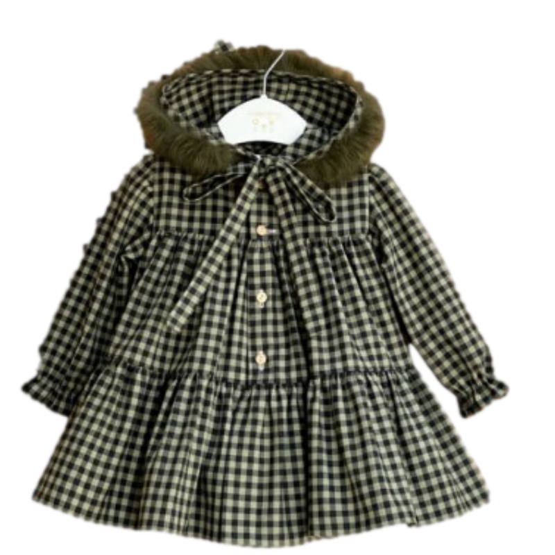Vestido vichy verde com capuz da Valentina