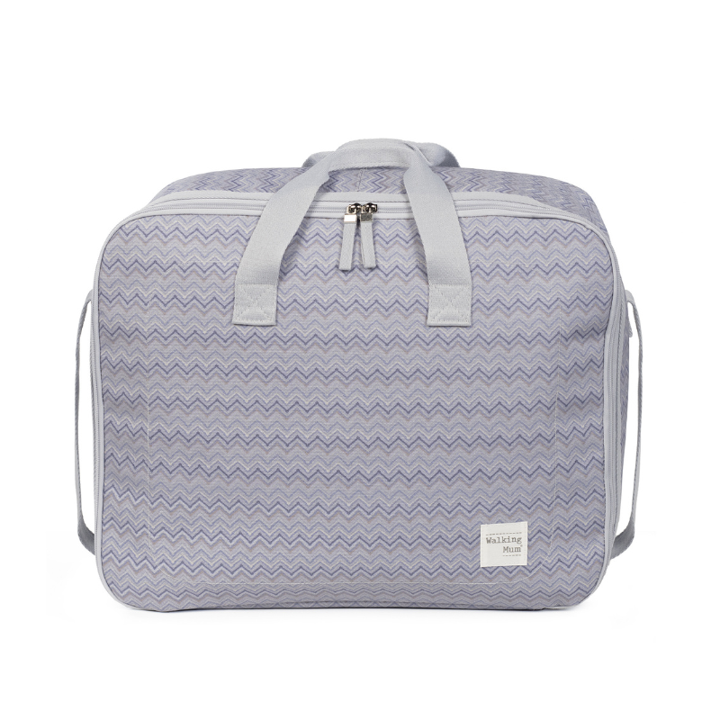 Mala de maternidade ZigZag cinza e azul da Walking Mum
