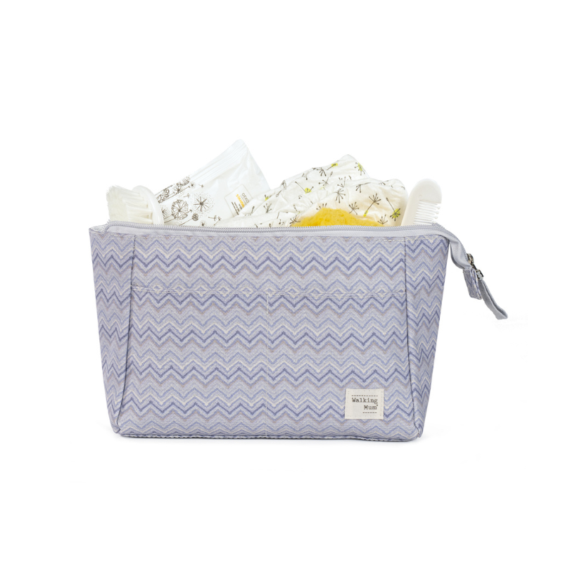 Necessaire ZigZag cinza e azul da Walking Mum 3