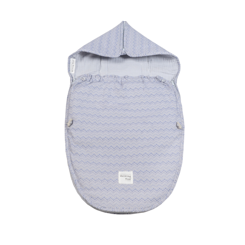Saco 2 em 1 ZigZag cinza e azul da Walking Mum