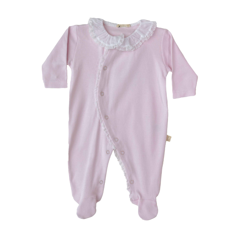 Babygrow de algodão com renda rosa da Baby Gi 1