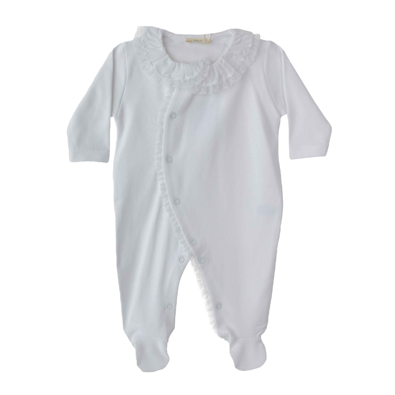 Babygrow de  algodão com renda branco da Baby Gi