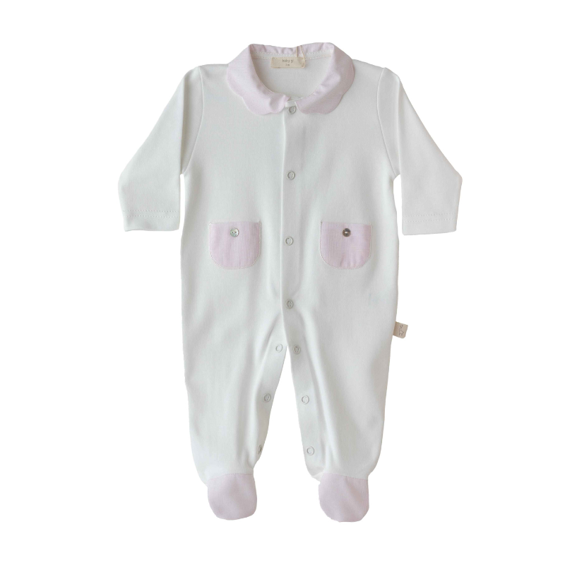 Babygrow de algodão pérola e rosa da Baby Gi