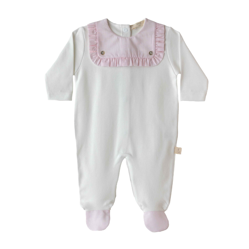 Babygrow de algodão pérola e rosa com folho da Baby Gi 1